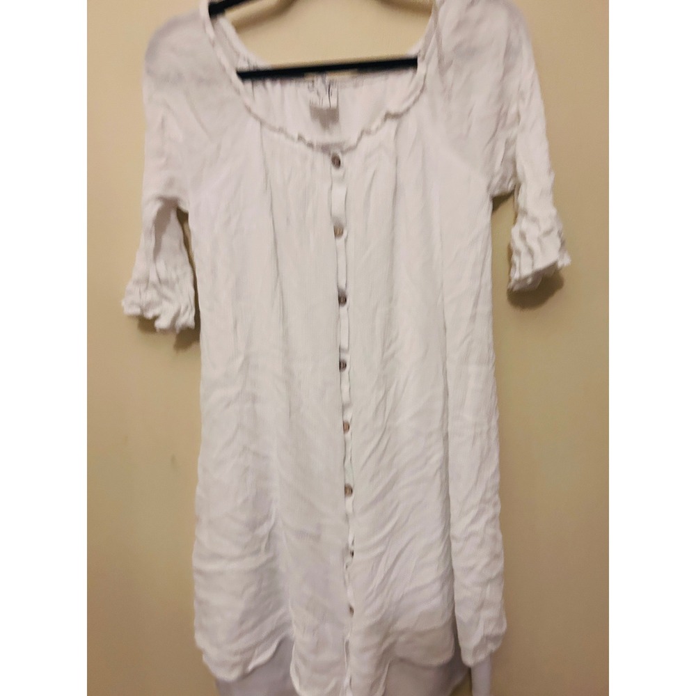 Naif Dress Women Medium White Excellent Button Front Ruffle Sleeve Boho